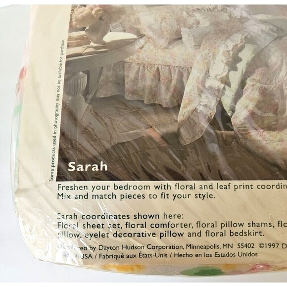 Vtg Garden Estates Sarah Twin Bedding Pink Romantic Spring Floral Eyelet Lace - Picture 10 of 12